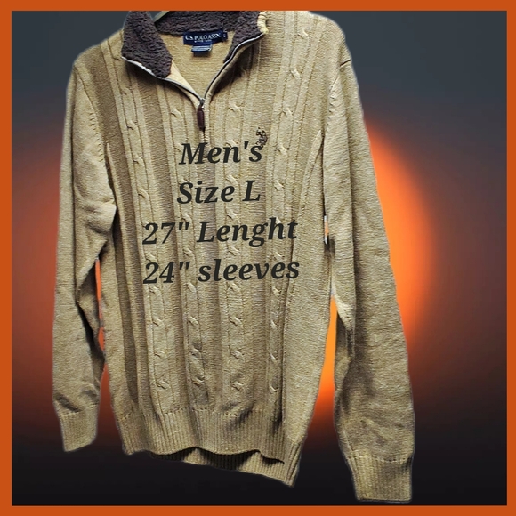 U.S. Polo Assn. Men's Solid Cable 1/4 Zip Sweater - Picture 4 of 5